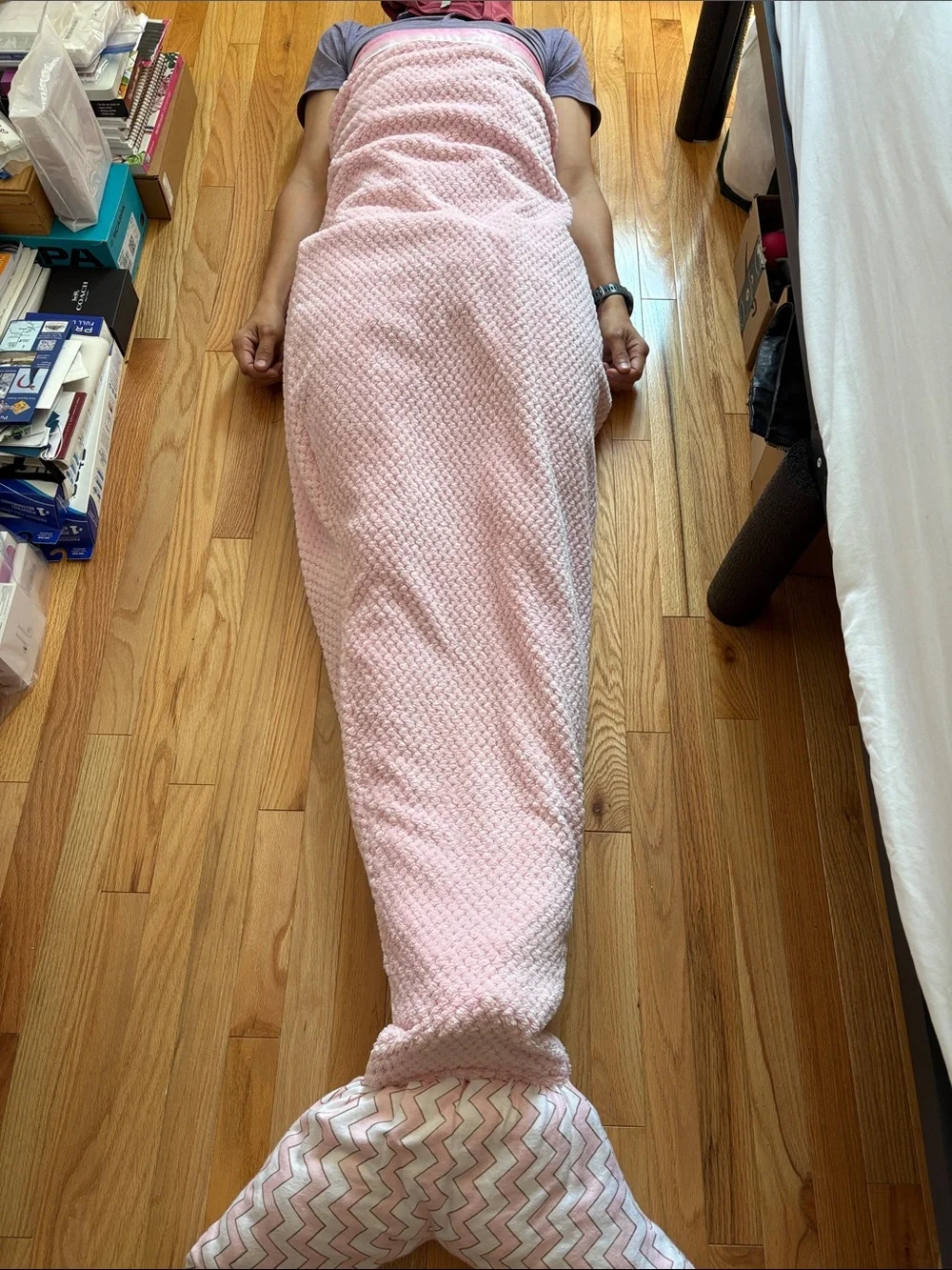 Handmade Pink, White & Gold Adult/Teen Mermaid Tale Blanket Sleeping Bag